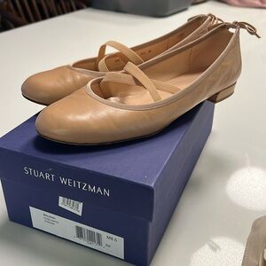 Stuart Weitzman Bolshoi Nude Napa 8.5 Ballet Flats